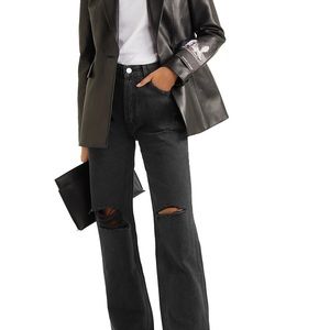 Re/Done High Rise Loose Black Jeans. 26